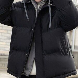 Casual Black Oversized Men's 2 In 1 Puffer Winter Coat